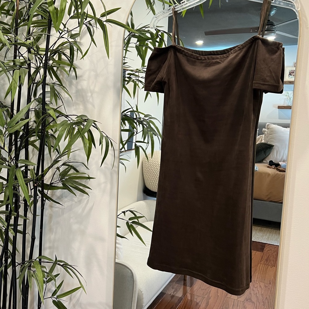 NWT- Olive green suede mini dress
